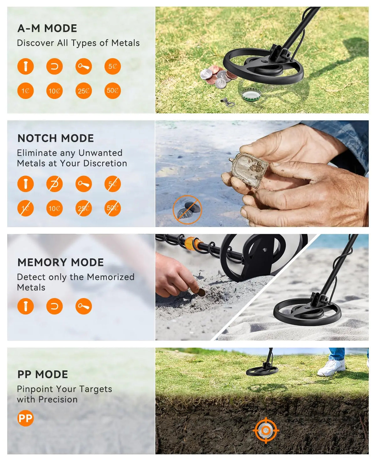 8" Professional Metal Detector for Adults