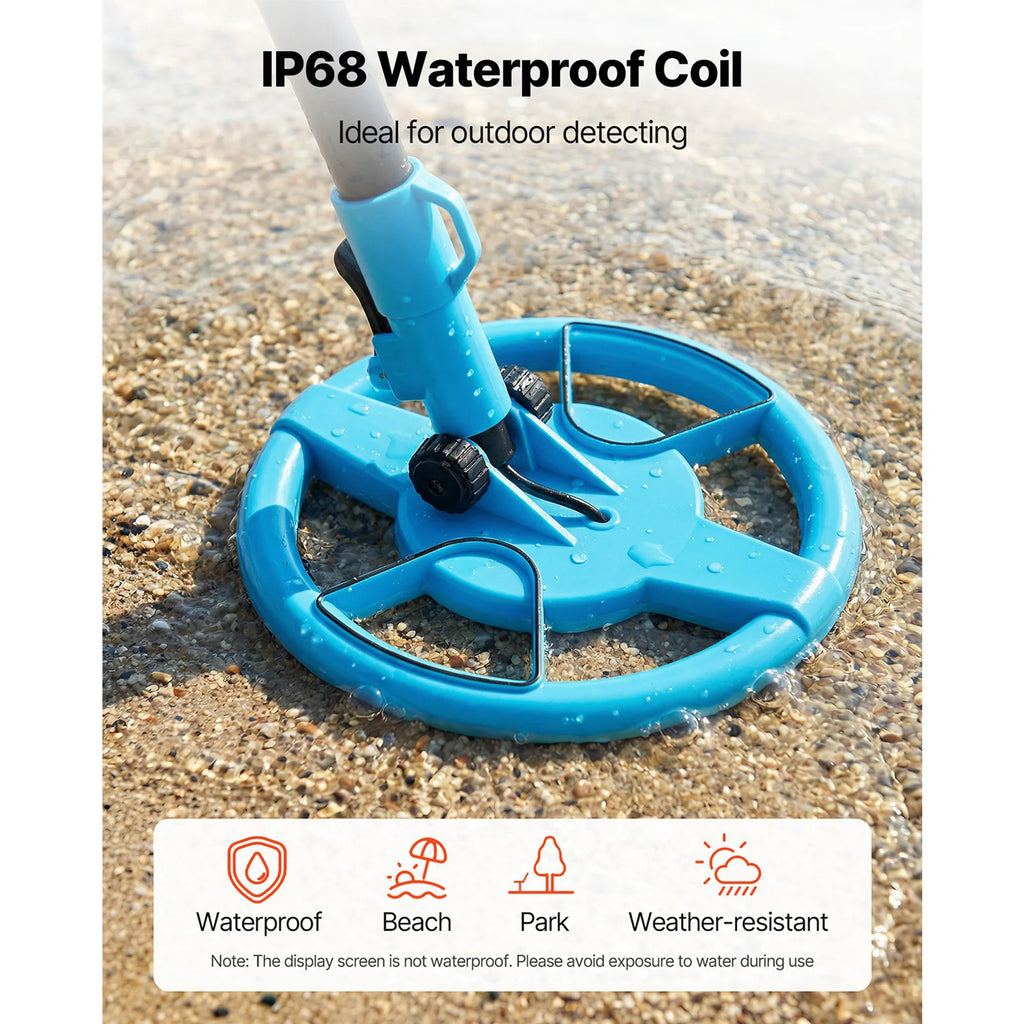 Adjustable Metal Detector 4" Lightweight LCD 6" IP68 Waterproof Search Coil Adjustable 25.6-36.6" Accuracy For Gold Exploration