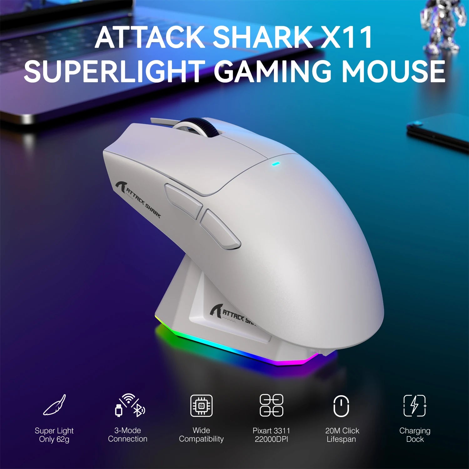 Wireless Gaming Mouse With Backlight Charging