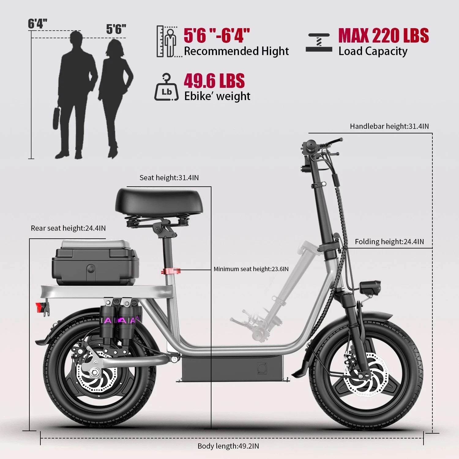 Folding Electric Scooter With 14" Tires
