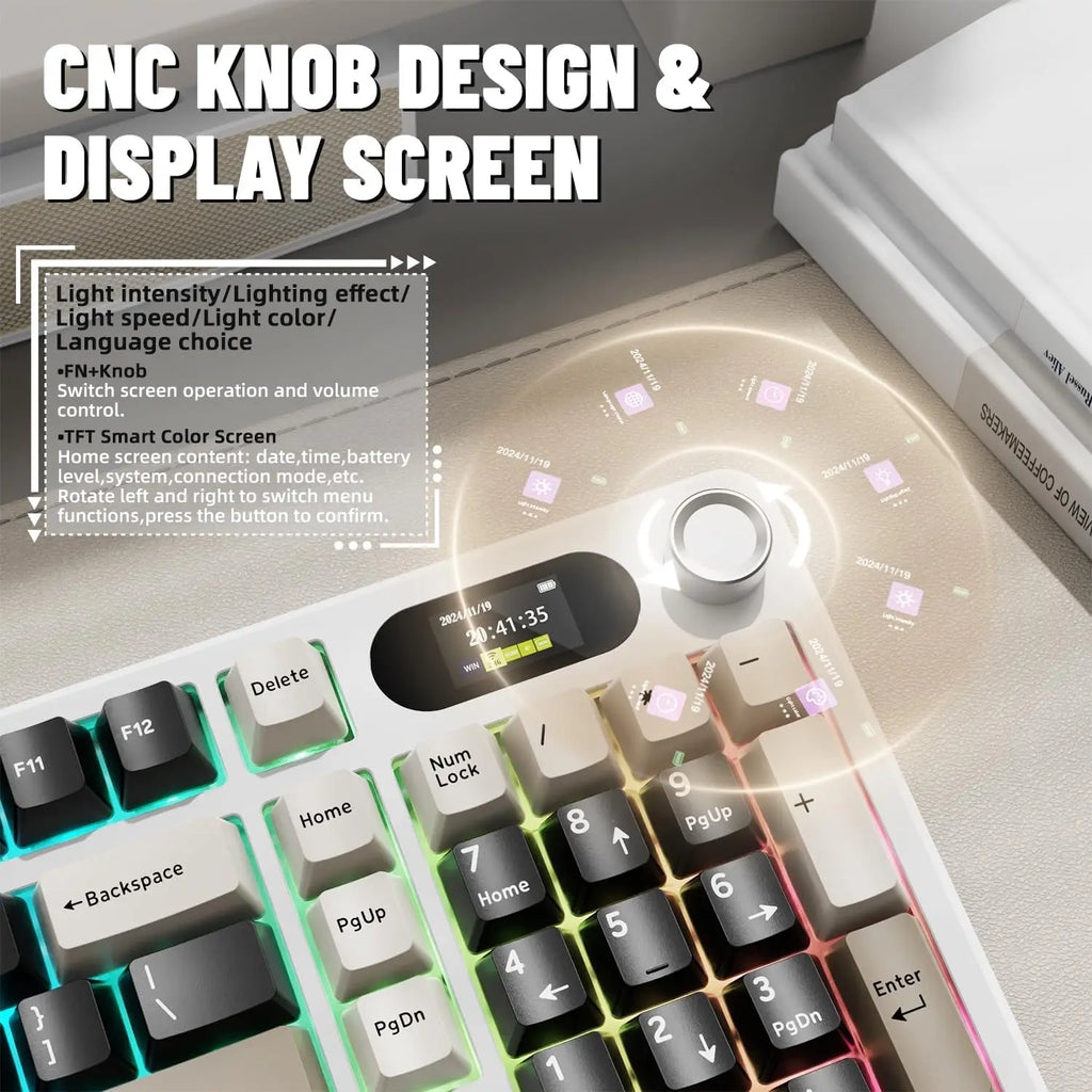 Wireless Mechanical Keyboard with Screen & Knob