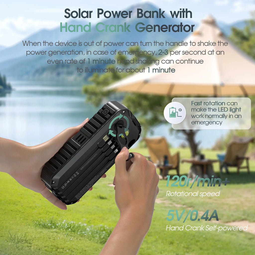 Solar Power Bank with Hand Crank