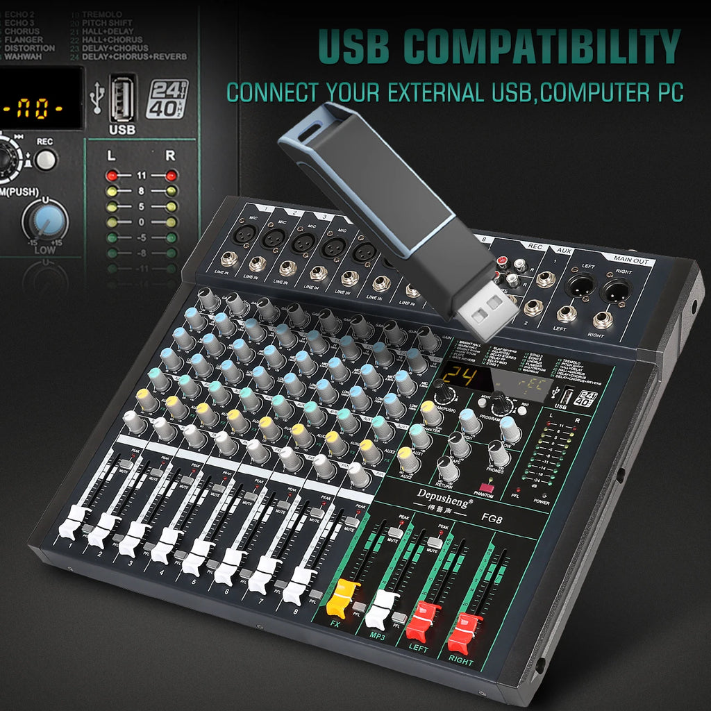 8/12 Channel Professional Audio Mixer