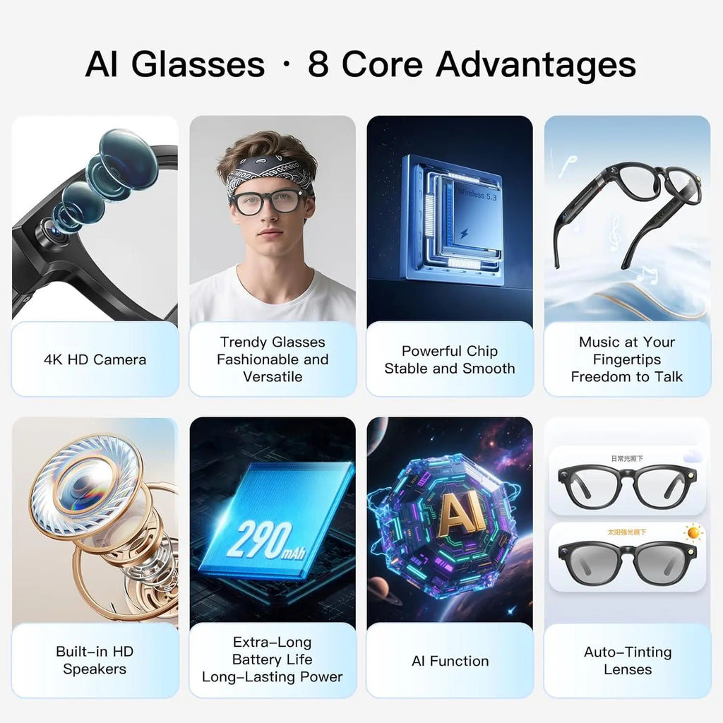 Translation Smart Glasses with 8mp Camera