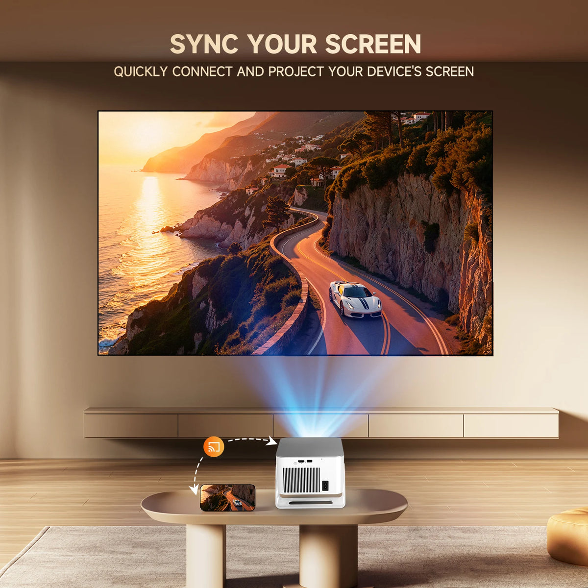Auto Focus Outdoor Projector Android 14