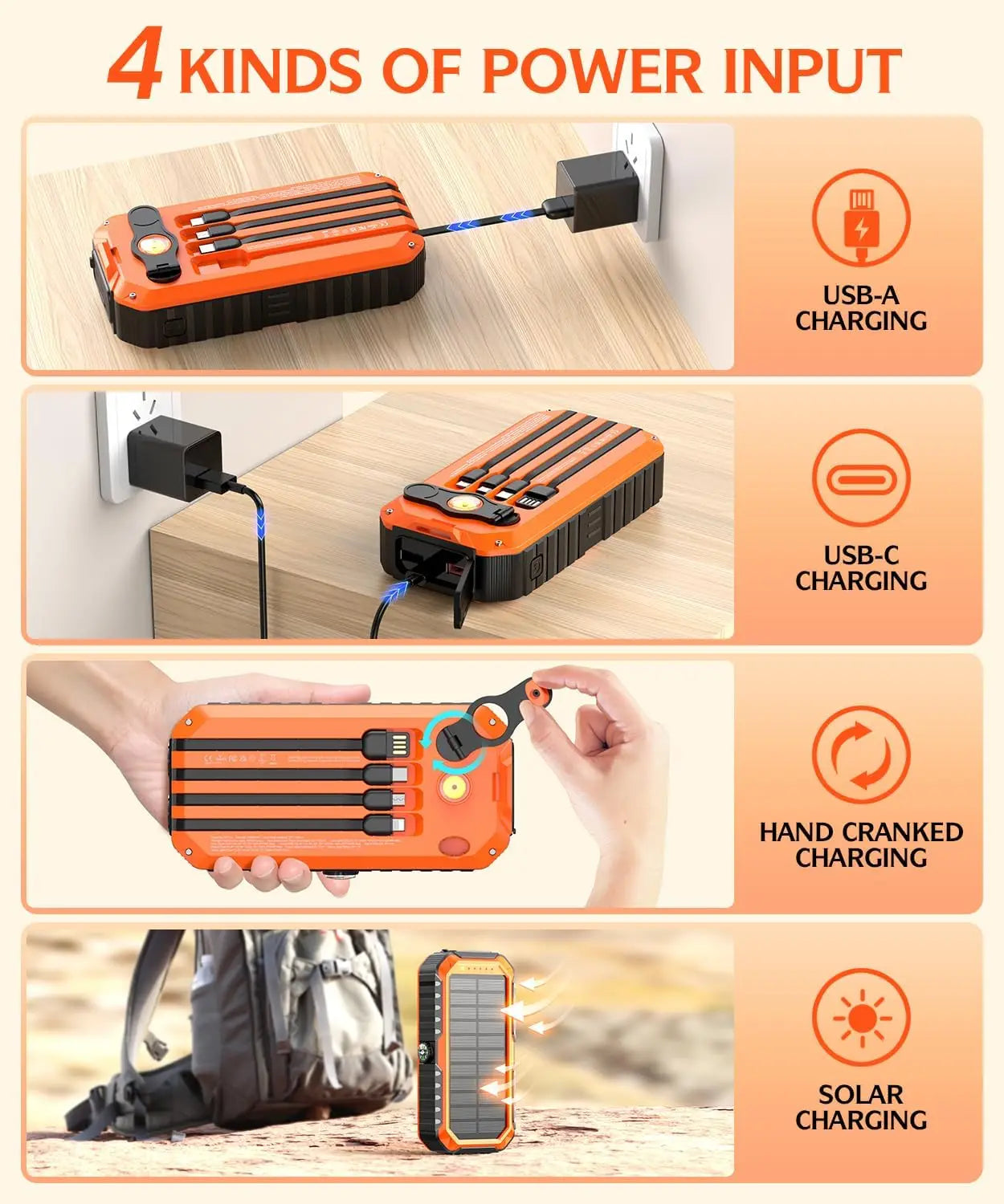 Solar Charger Power Bank With Hand Crank