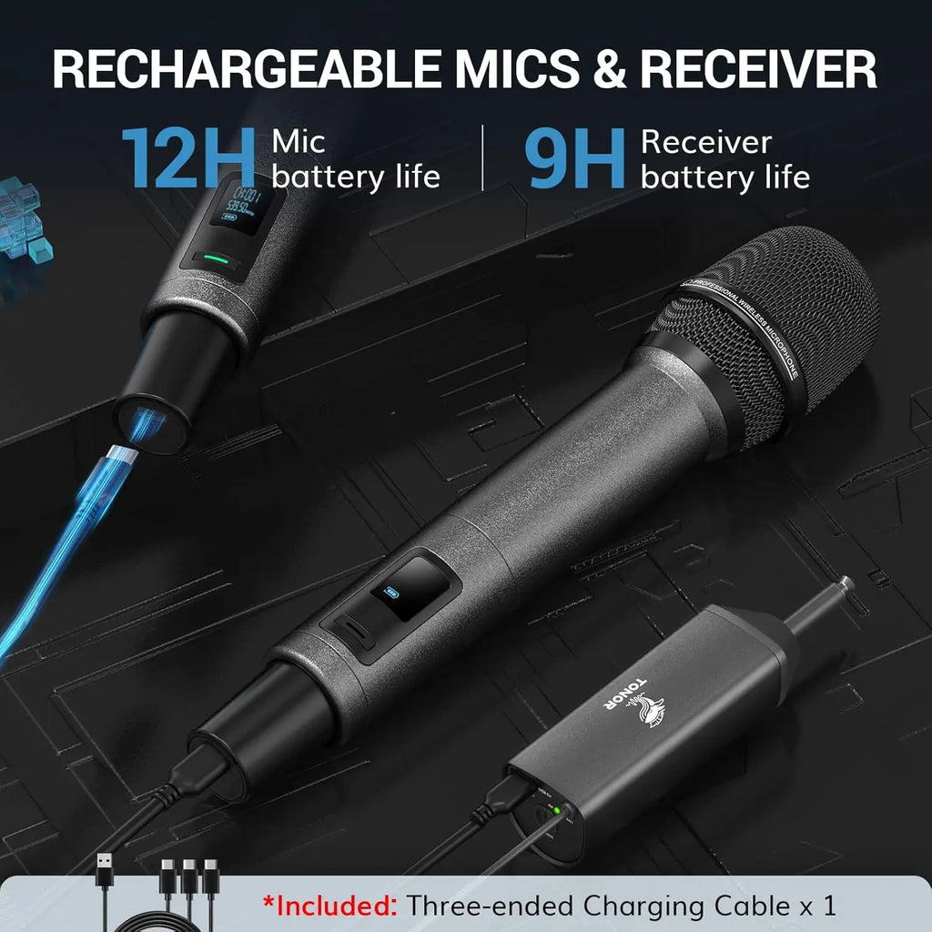 UHF Rechargeable Wireless Microphones, 2-Pack