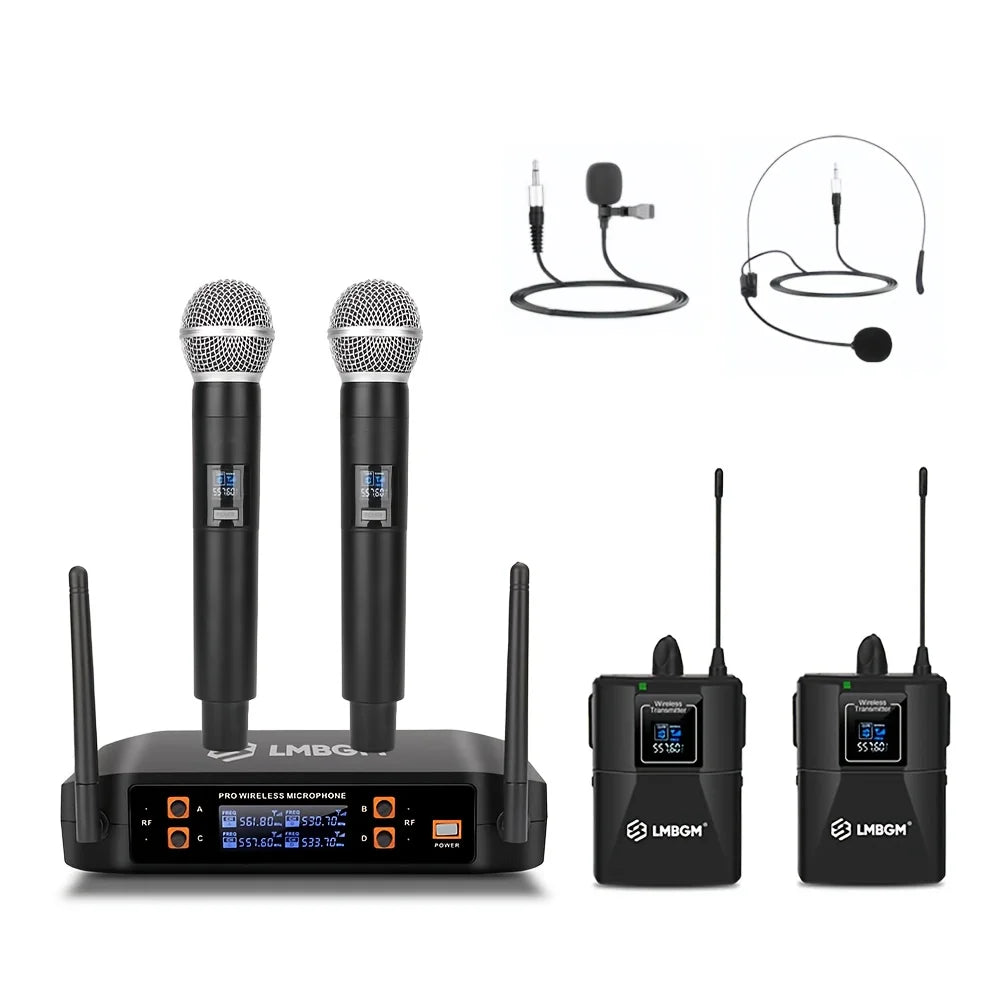 4 Channel UHF Wireless Dynamic Microphone Set