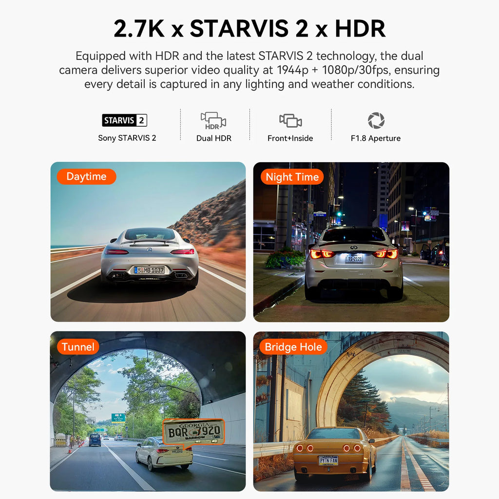 Dual Dash Camera with IR Night Vision