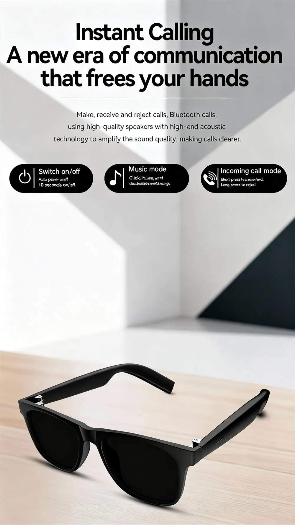 Bluetooth Smart Glasses With Microphone