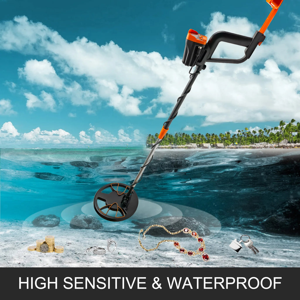 Waterproof Metal Detector Waterproof Disc Underwater Underground High Accuracy Sensitive LCD Display Humanity for Adults Children