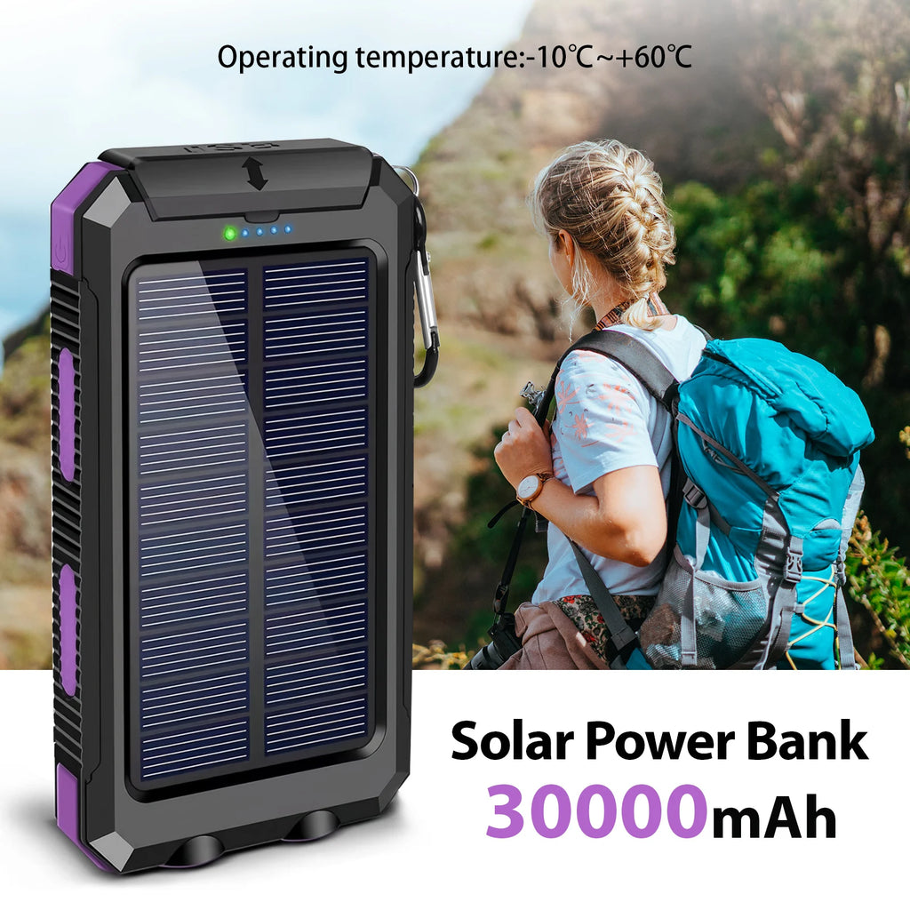 Portable Solar Power Bank With LED Flashlight