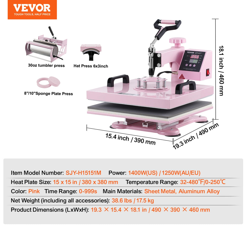 Heat Press Machine 12x15 inch With 360° Swing Away