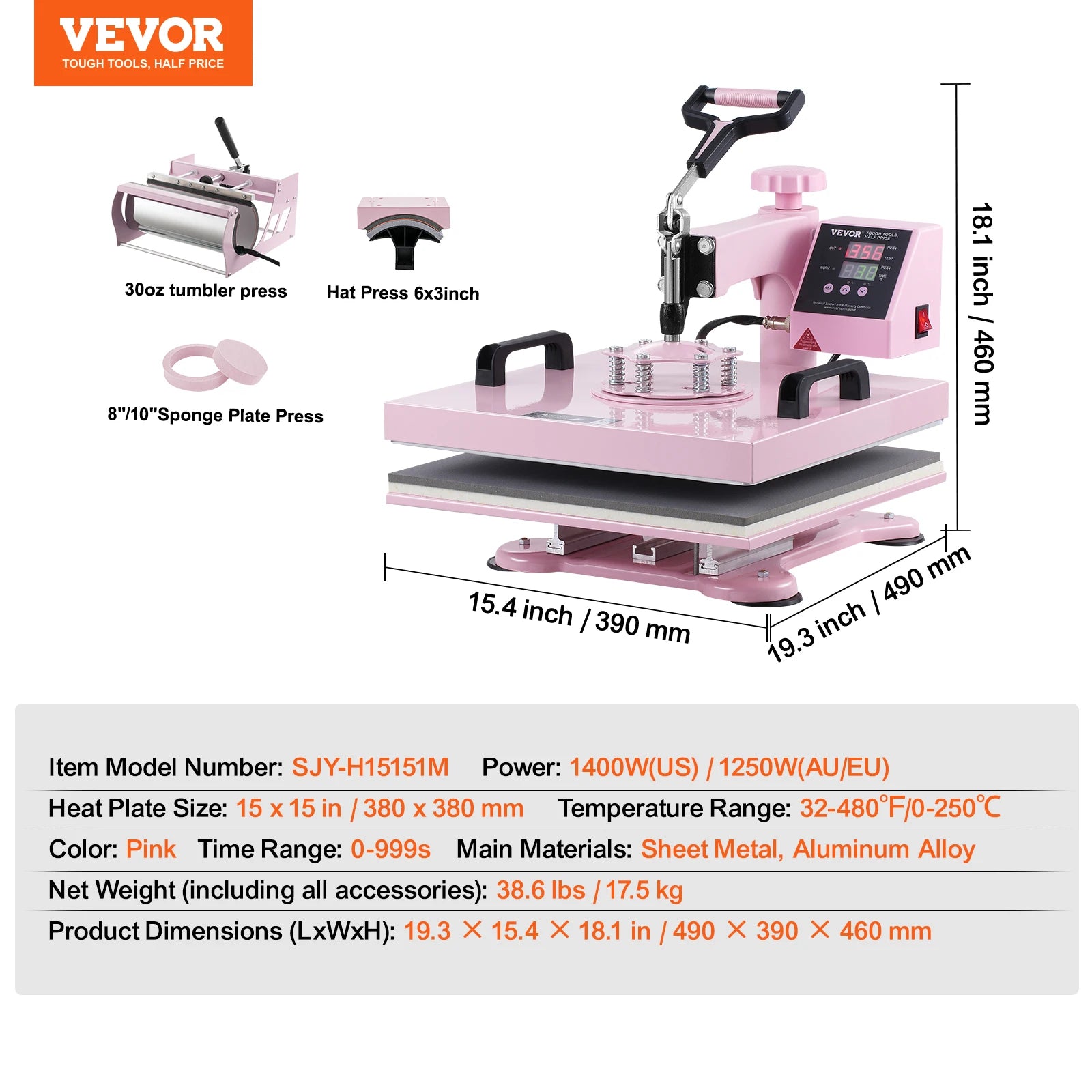 Heat Press Machine 12x15 inch With 360° Swing Away