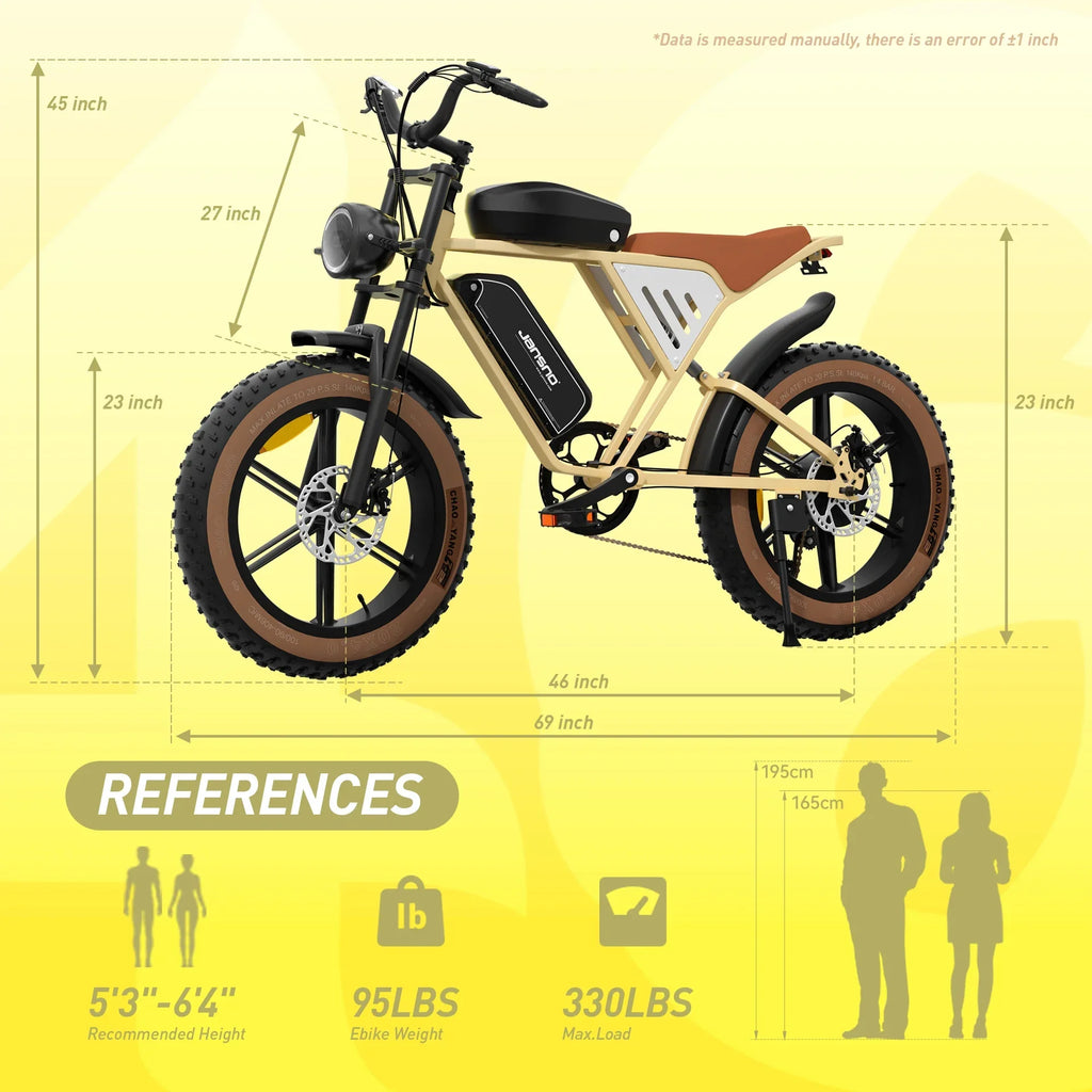 Jansno X70G Adult Electric Bike 750W Motor City ebike Removable Dual Battery: 48v14Ah+48v20Ah 20 inches Fat Tire E-Mountain bike