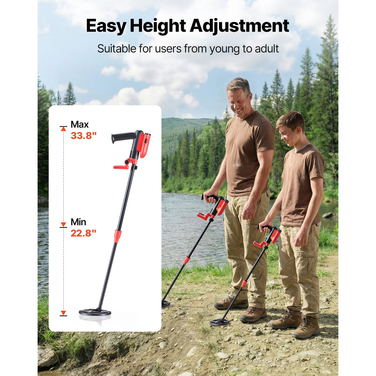 6" Adjustable Metal Detector With LCD Display