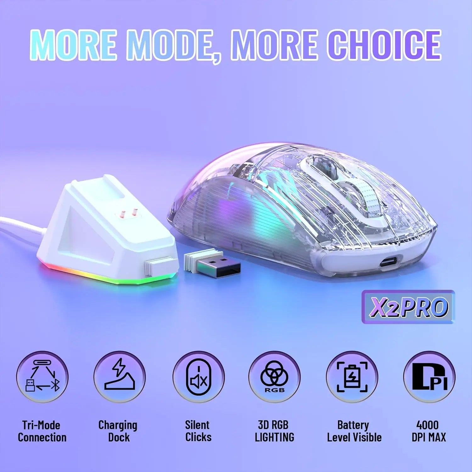 Wireless Gaming Mouse With RGB Charging Dock