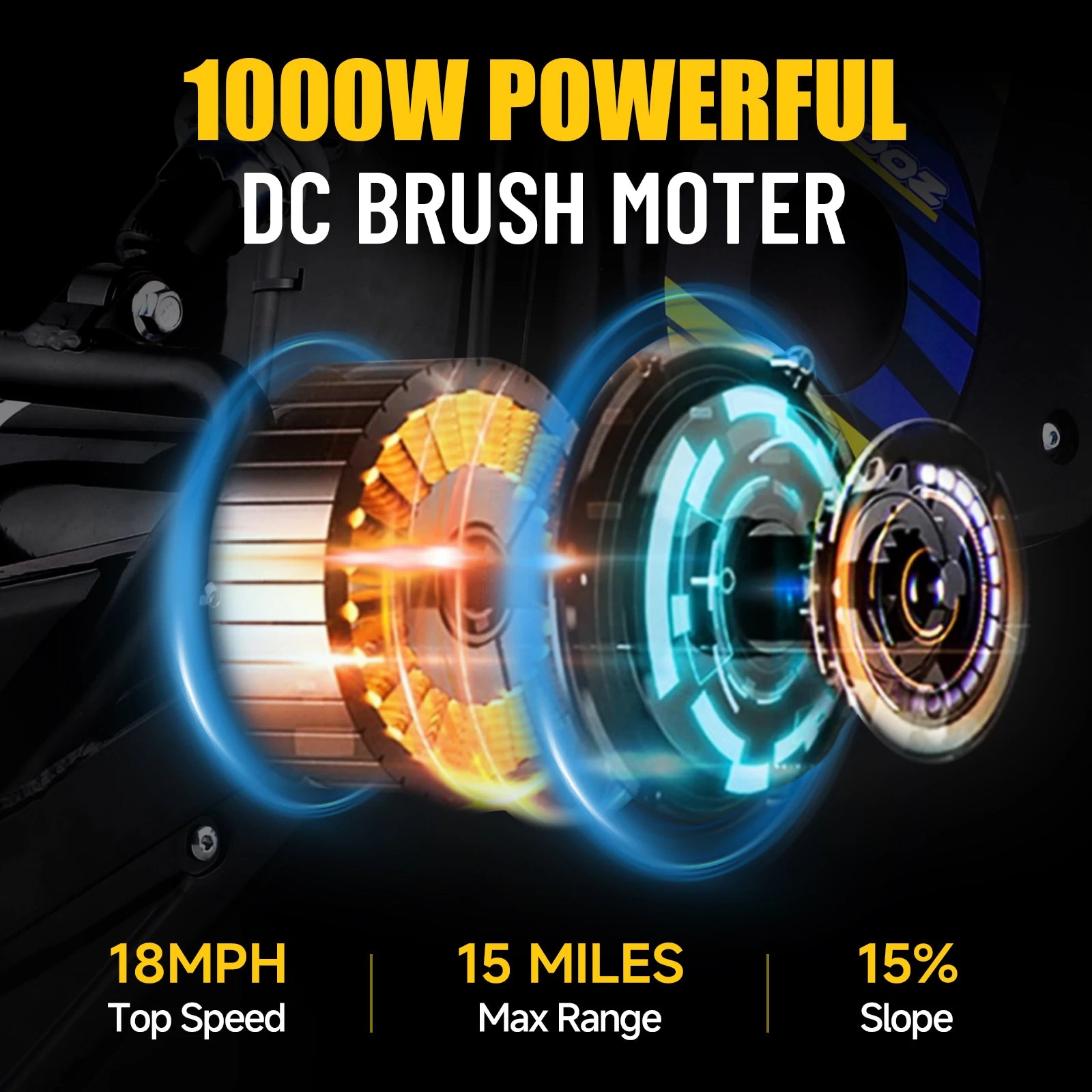 KOOZ HP112E 36V 1000W Electric Dirt Bike for Kids, 3 Speed Modes,  Electric Motorcycle Up to 18 MPH & 15 Miles Long-Range.