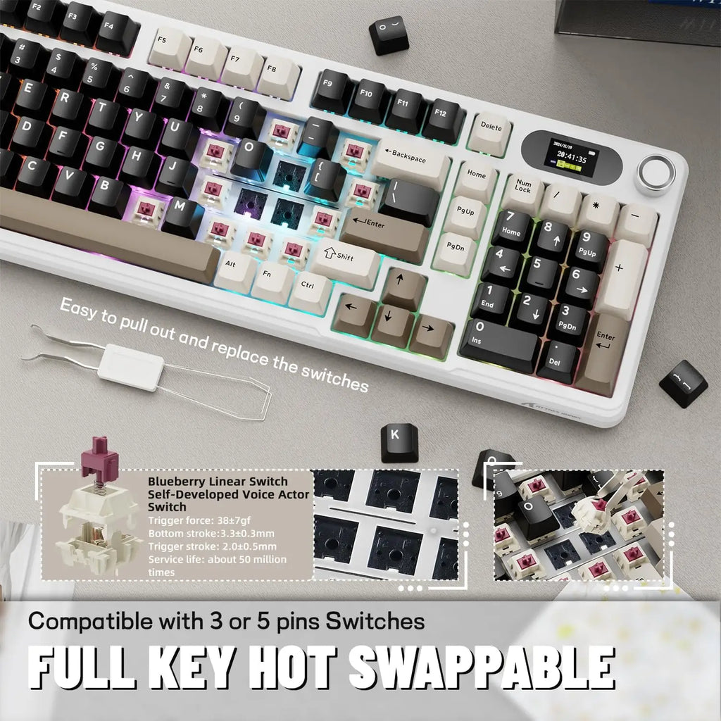 Wireless Mechanical Keyboard with Screen & Knob