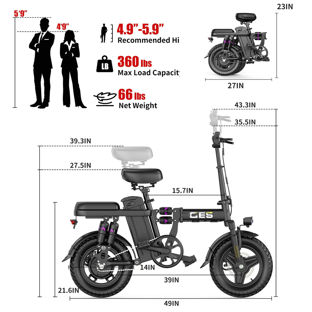 500w Foldable Adult Electric Bike