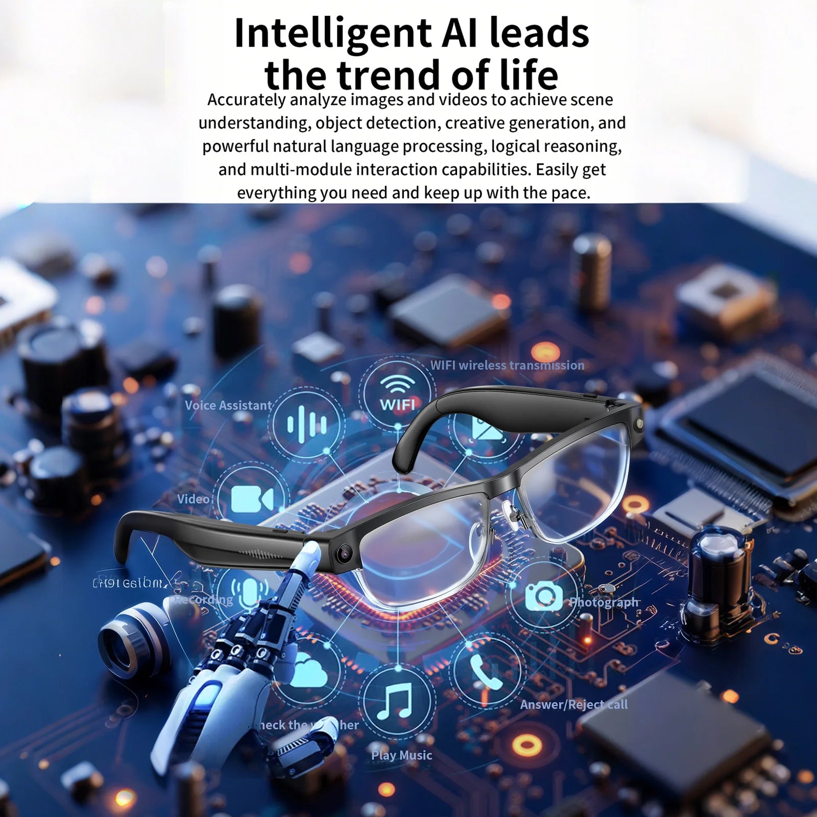 Smart AI Glasses with 8MP Camera