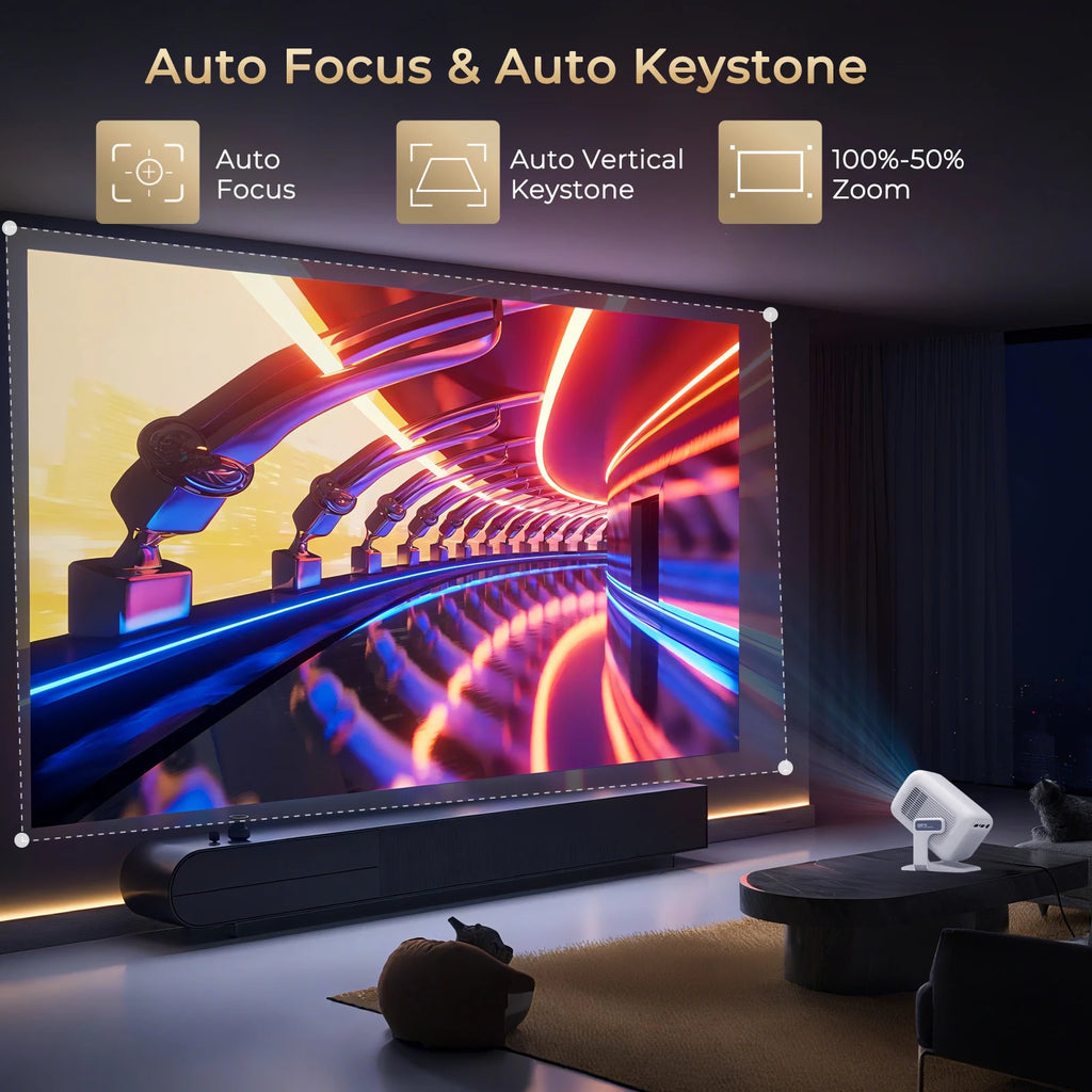 4K Mini Cinema LED Projector Android 14