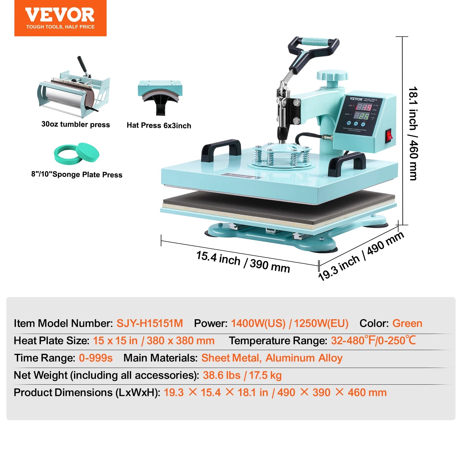 Heat Press Machine 12x15 inch With 360° Swing Away