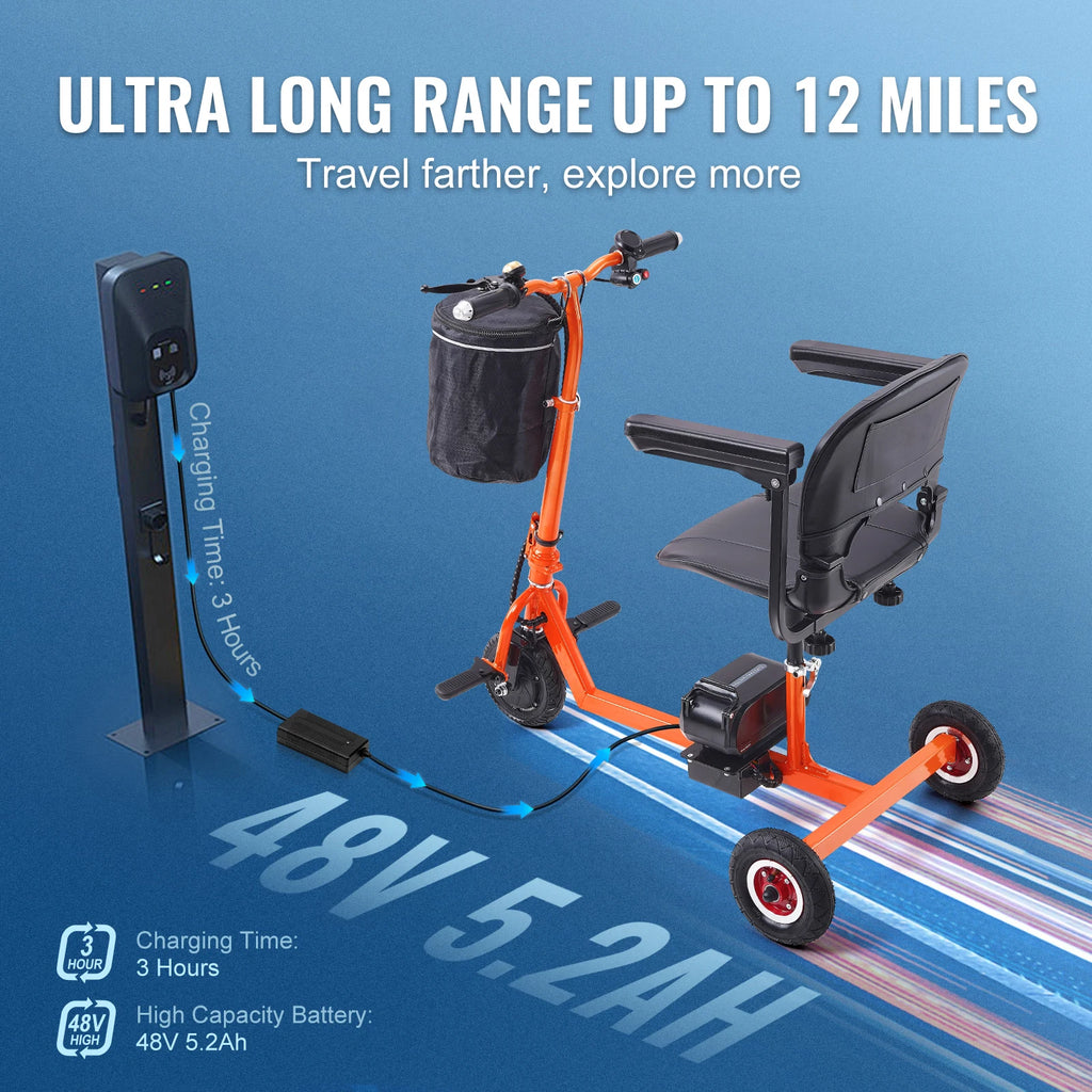 Foldable 3 Wheel Mobility Scooter for Seniors