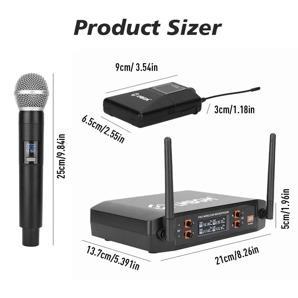 4 Channel UHF Wireless Dynamic Microphone Set