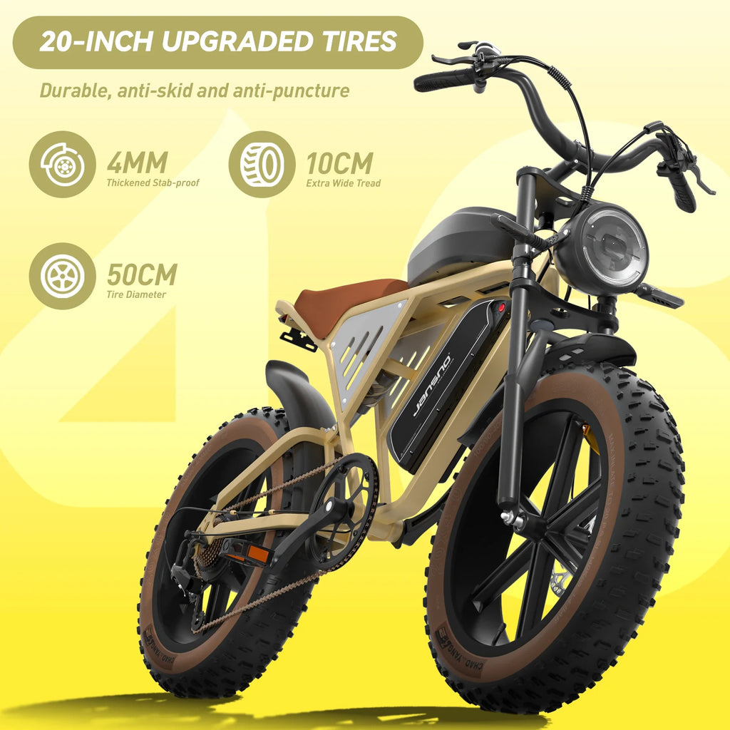 Jansno X70G Adult Electric Bike 750W Motor City ebike Removable Dual Battery: 48v14Ah+48v20Ah 20 inches Fat Tire E-Mountain bike