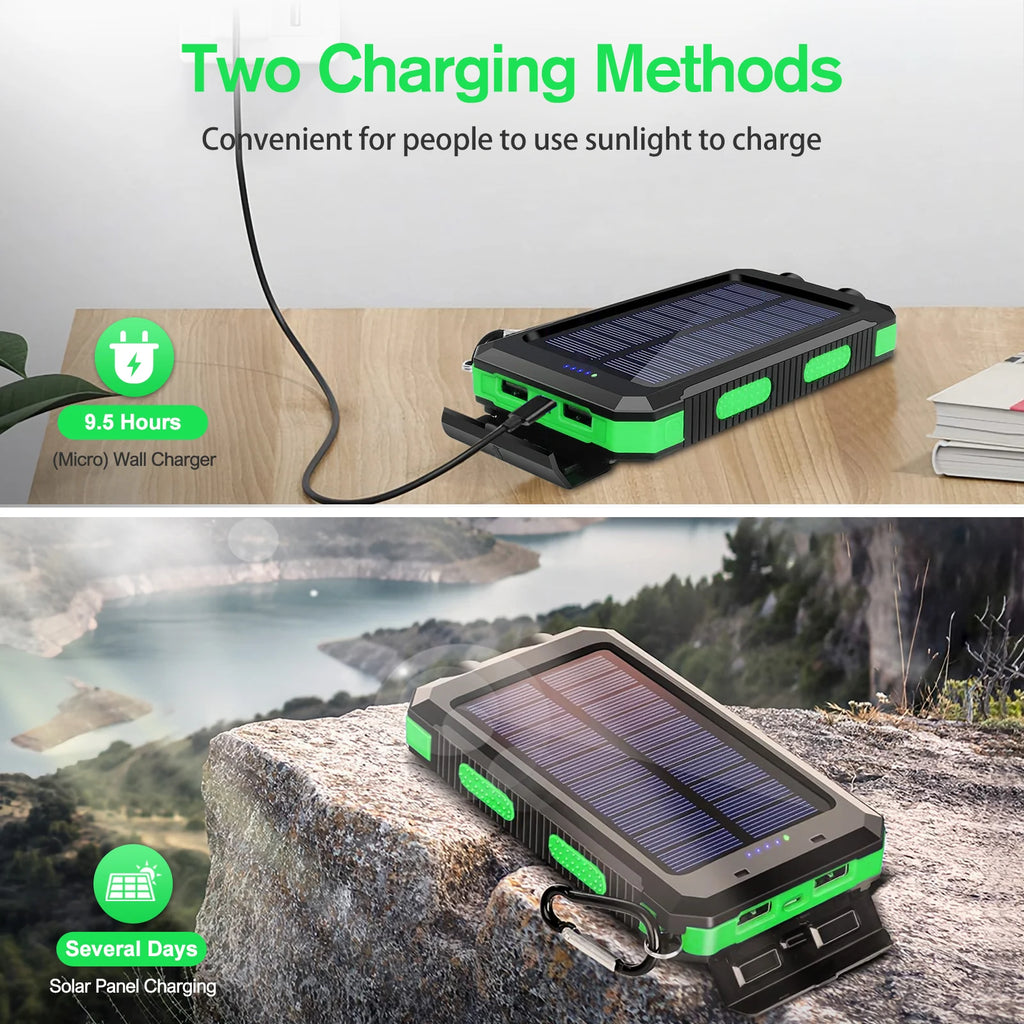 Portable Solar Power Bank With LED Flashlight