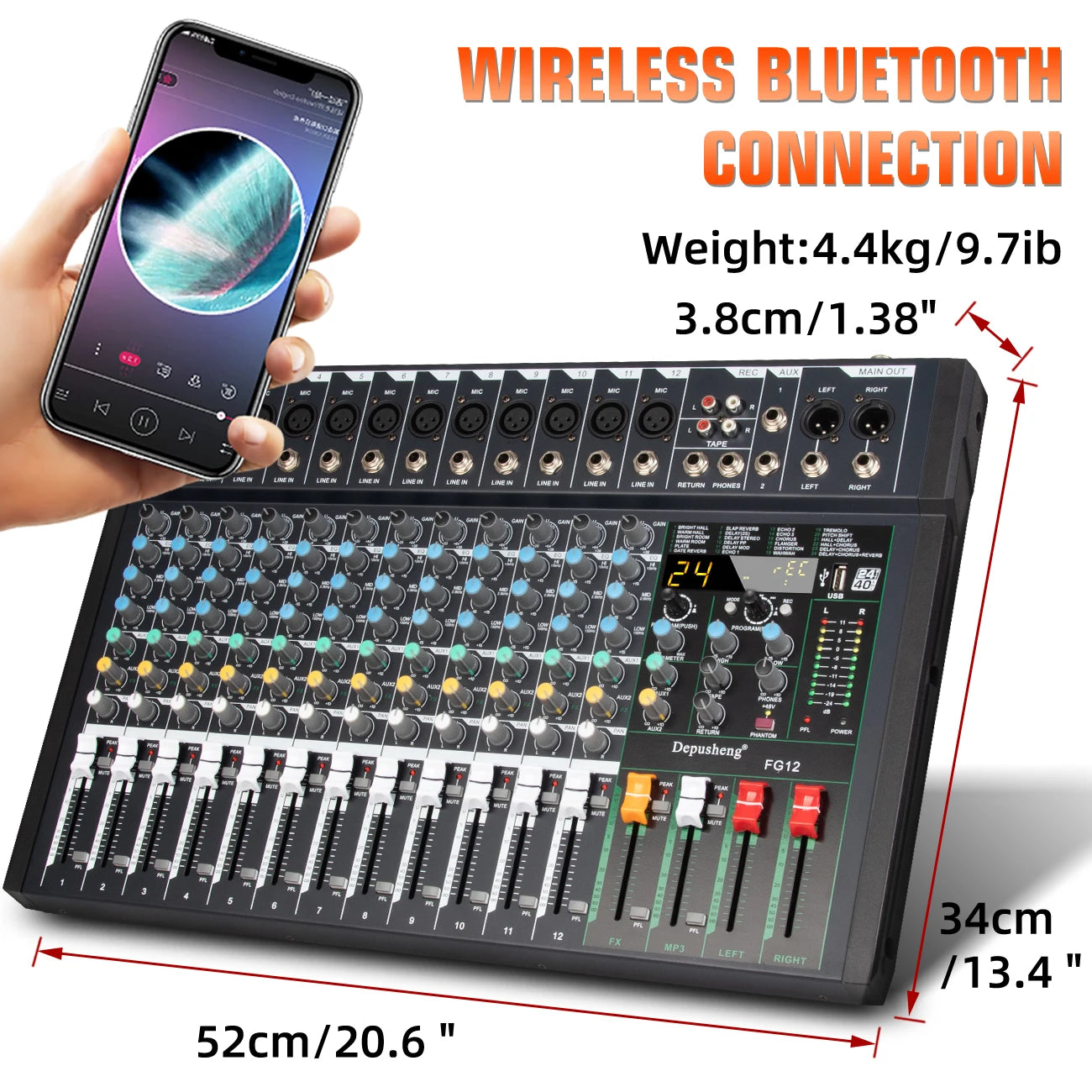 8/12 Channel Professional Audio Mixer