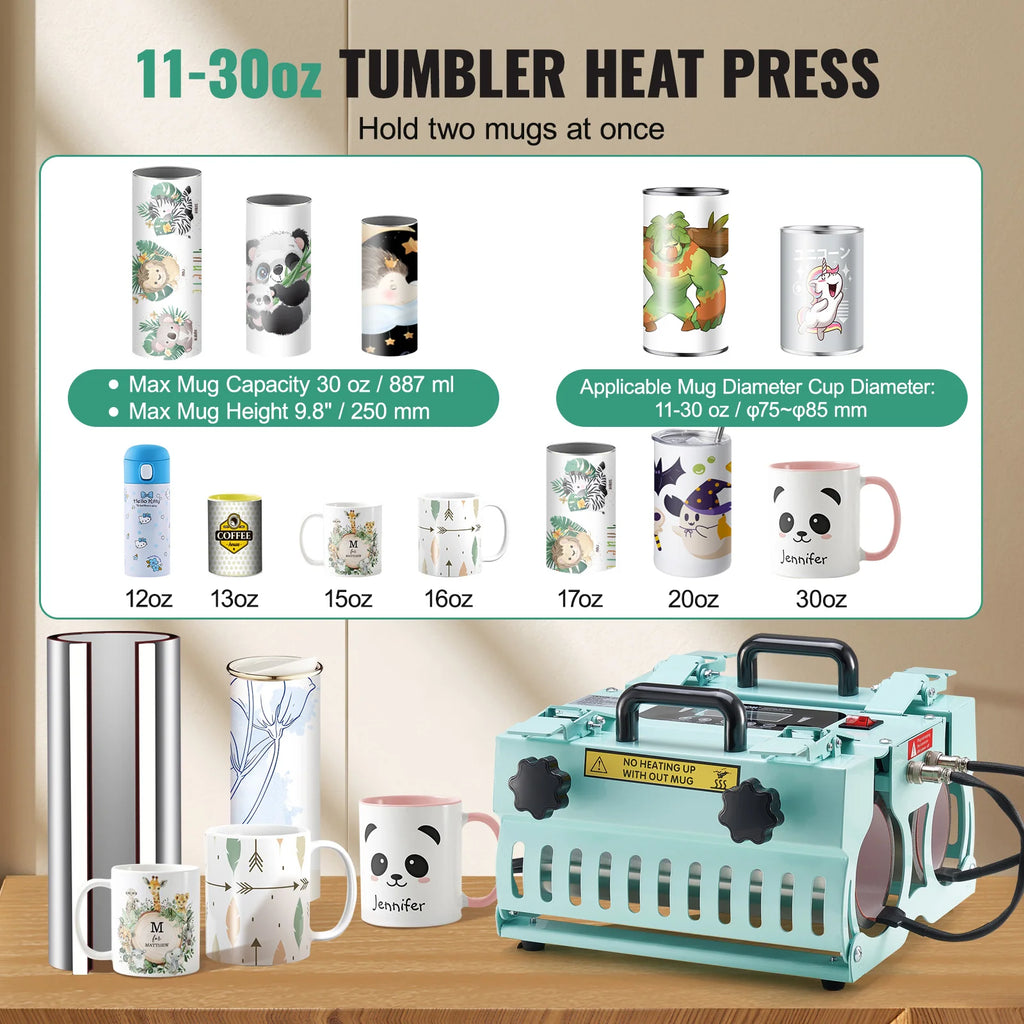 Tumbler Heat Press Machine 2 Station 11-30oz