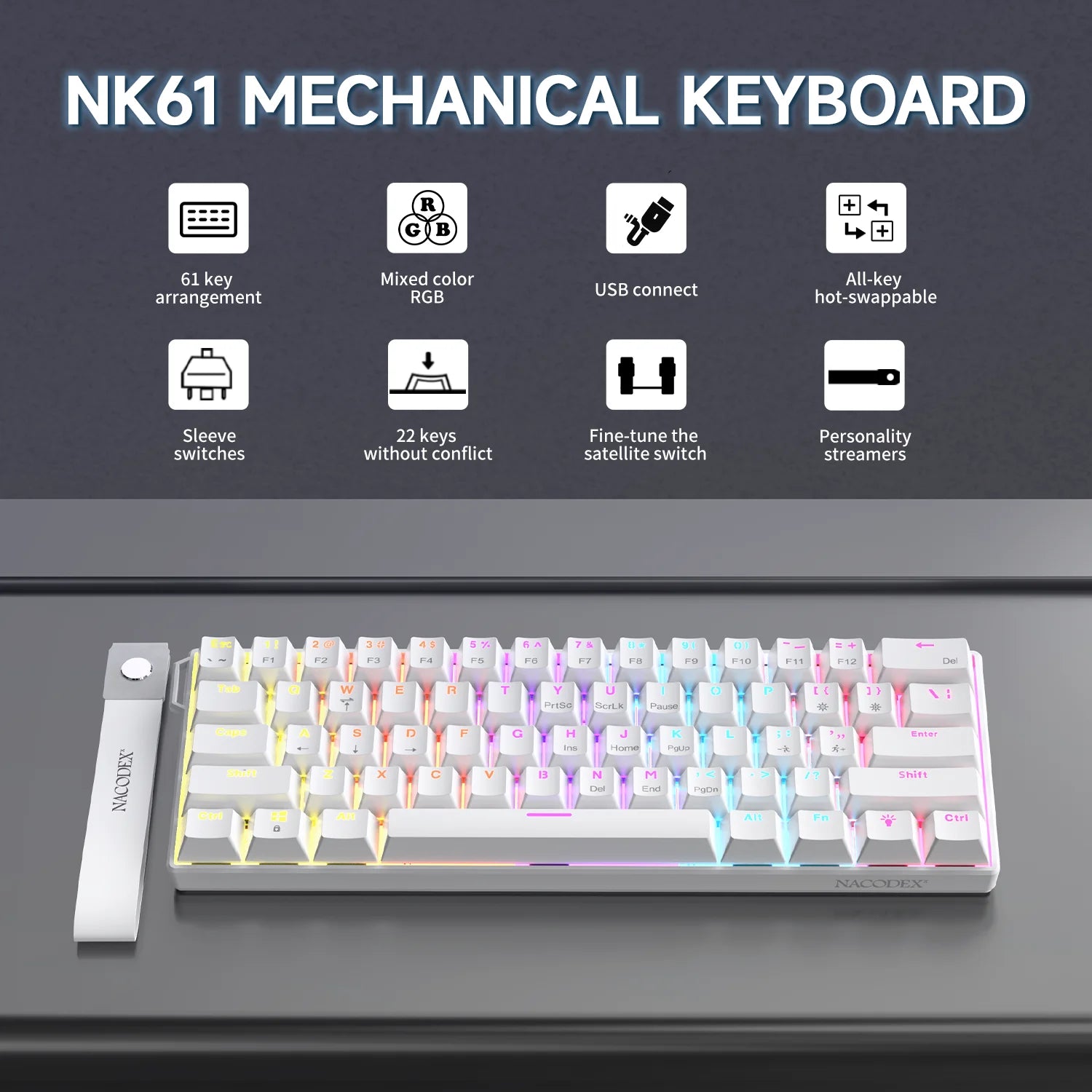 Wired Mechanical Keyboard, Mixed Back-light